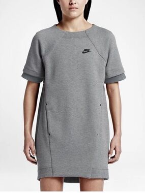 Nike Tech Fleece Dress Womens Large Tunic Grey sweatshirt style with pockets